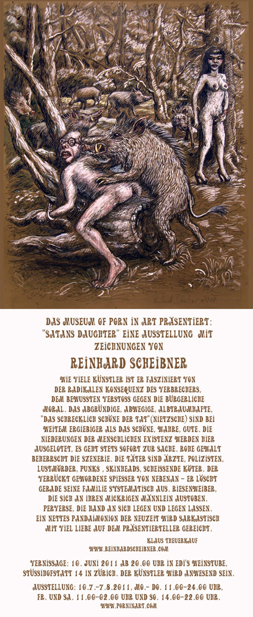 Wild Pigs, 2011, 53 x 43 cm, Tusche und Gouachefarbe auf getöntem Papier Wild Pigs, 2011, 53 x 43 cm, Tusche und Gouachefarbe auf getöntem Papier